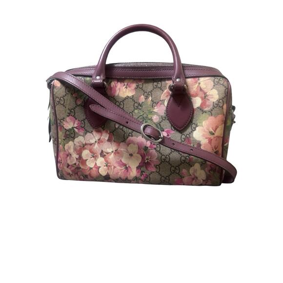 Authenticated Gucci GG Blooms Boston Bag 409529 Floral Canvas & Pink Leather - Picture 2 of 12